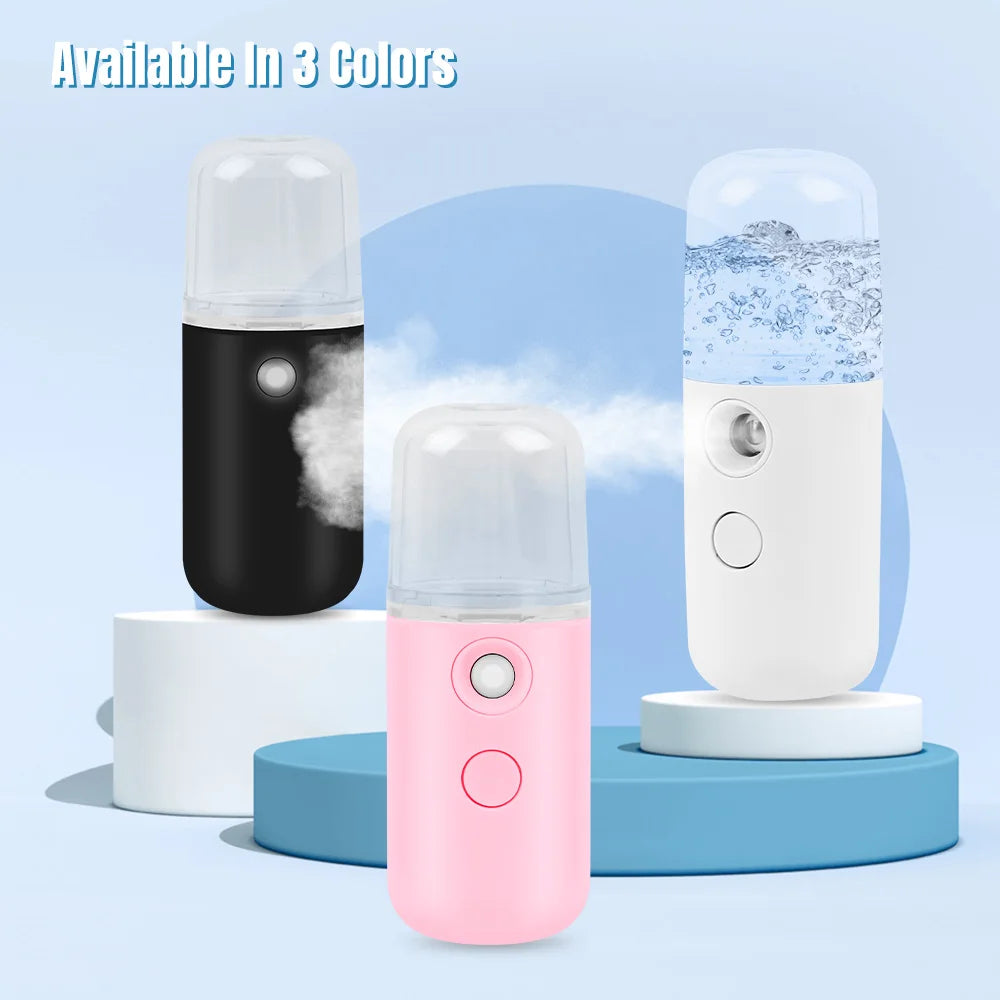 Face Steamer Humidifier USB Rechargeable Nano Mist Sprayer Facial Nebulizer Steamer Moisturizing Beauty Device Facial Skin Care