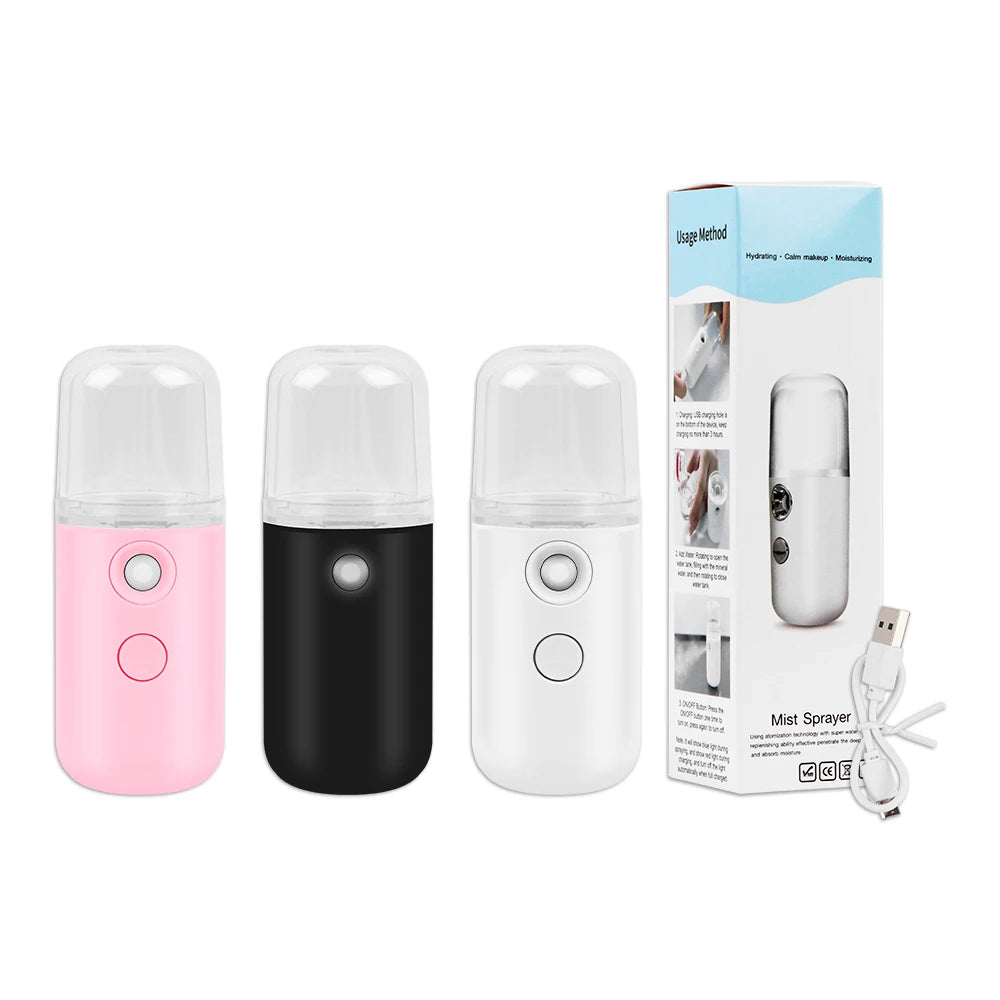 Face Steamer Humidifier USB Rechargeable Nano Mist Sprayer Facial Nebulizer Steamer Moisturizing Beauty Device Facial Skin Care