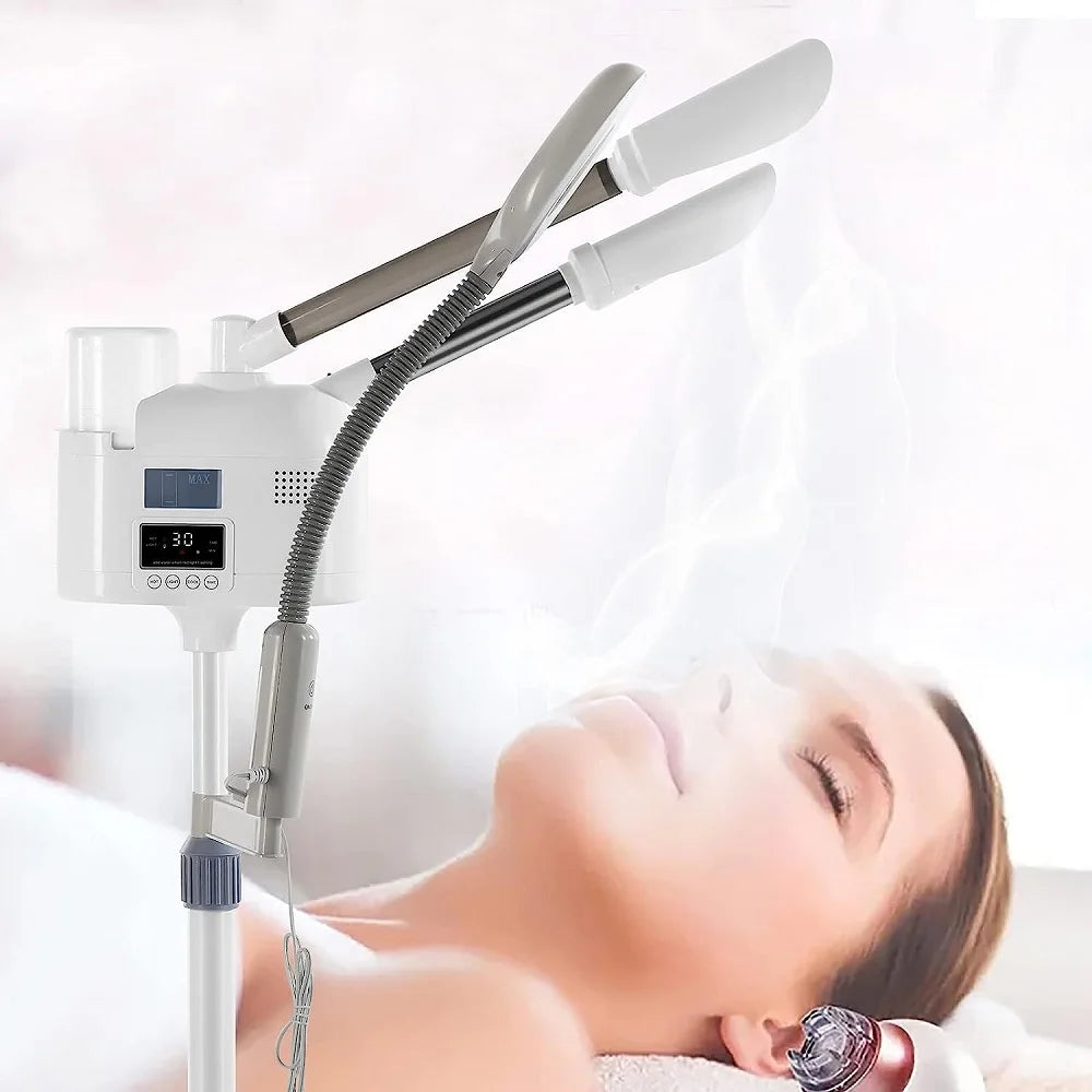 Facial Steamer Hot Cold Steam - 3-in-1 Nano Ionic Humidifier with LED Magnifying Lamp