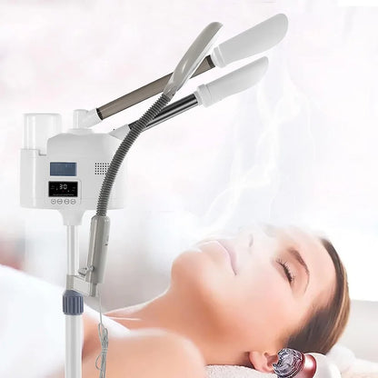 Facial Steamer Hot Cold Steam Vaporizer Ozone 3 in 1 Nano Ionic  Upgrade Humidifier With 8X LED Magnifying Lamp Beauty Salon Spa