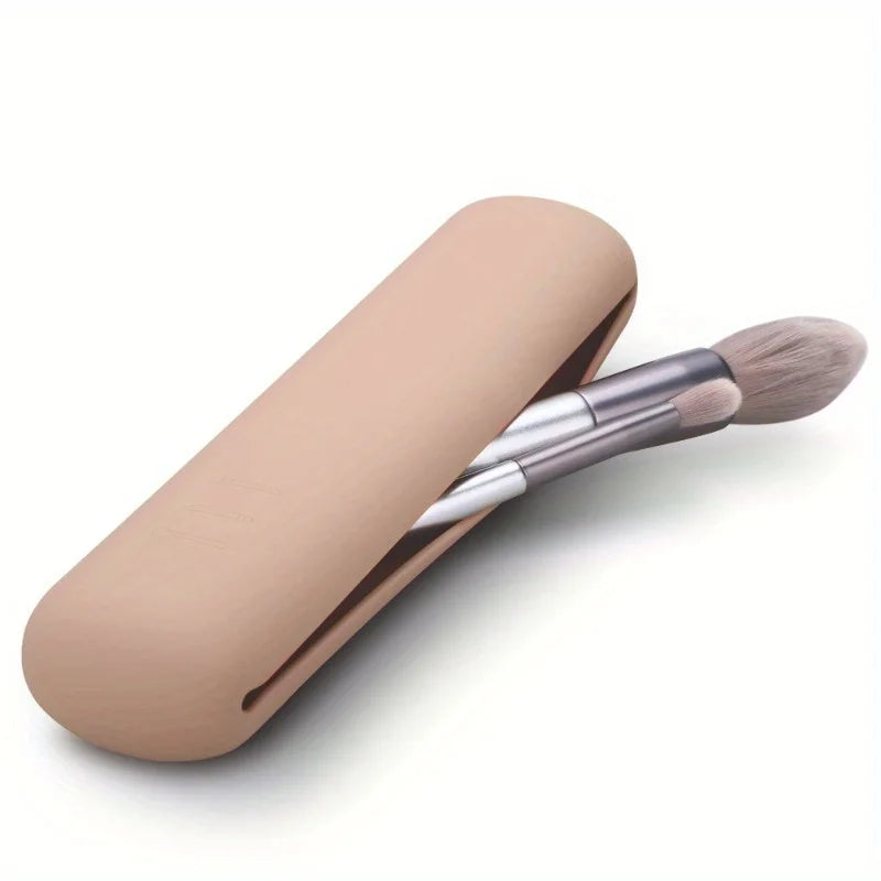 Travel Makeup Brush Bag, Simple Portable Silicone Storage Box, Soft and Sleek Makeup Tools Organizer for Travel