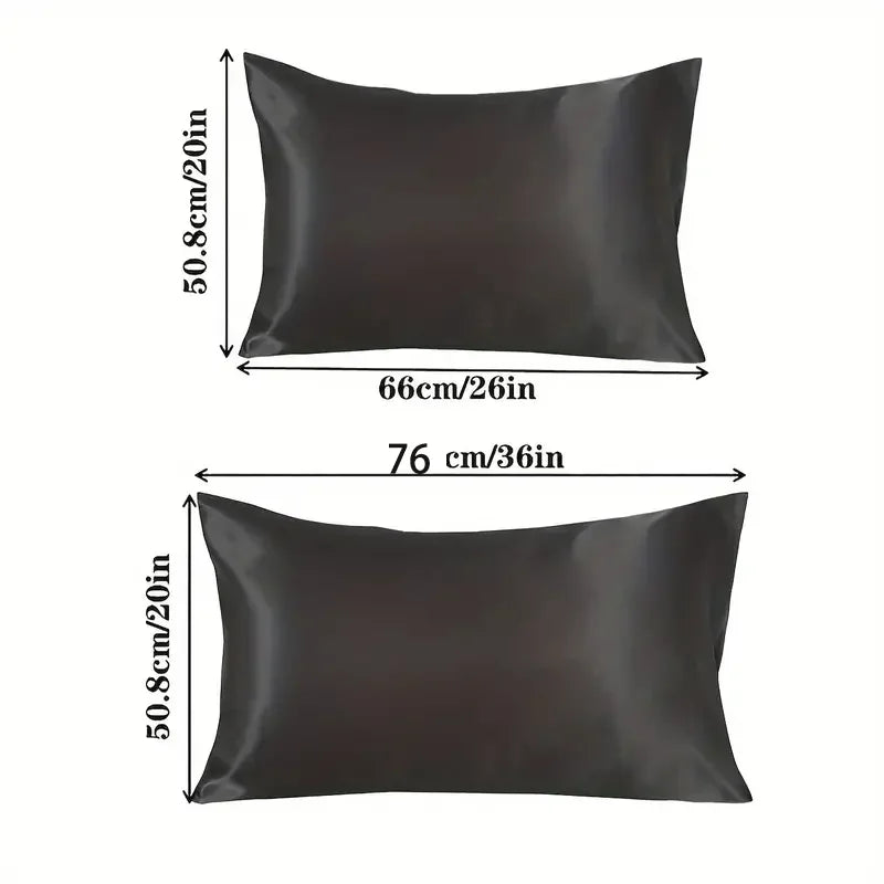 2pcs Silk Pillowcase Camel White Black Silk Satin Pillow Case Multiple Colors