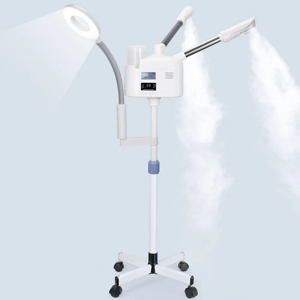 Facial Steamer Hot Cold Steam - 3-in-1 Nano Ionic Humidifier with LED Magnifying Lamp