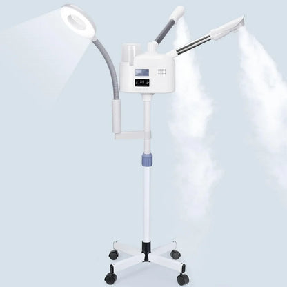 Facial Steamer Hot Cold Steam Vaporizer Ozone 3 in 1 Nano Ionic  Upgrade Humidifier With 8X LED Magnifying Lamp Beauty Salon Spa