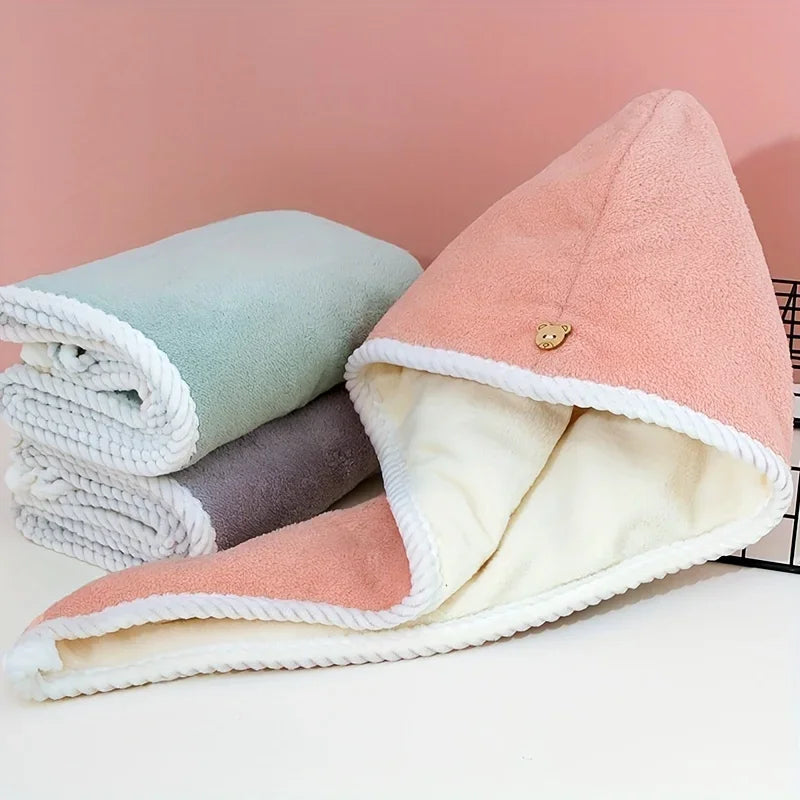 Ultra-Absorbent Microfiber Hair Towel - Double-Layered, Quick-Dry Design - Ideal for Shower, Gym &amp; Spa Use