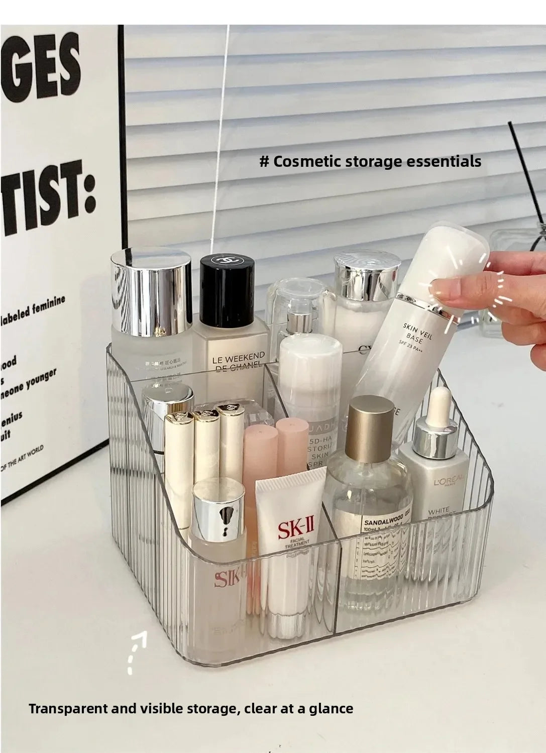 Cosmetic Storage Box For Vanity Makeup Organizer Clear Acrylic Skincare Organiser For Lipstick Cosmetic Organizer Perfume Holder