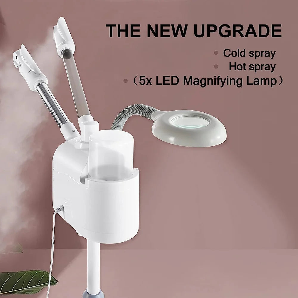 Facial Steamer Hot Cold Steam - 3-in-1 Nano Ionic Humidifier with LED Magnifying Lamp