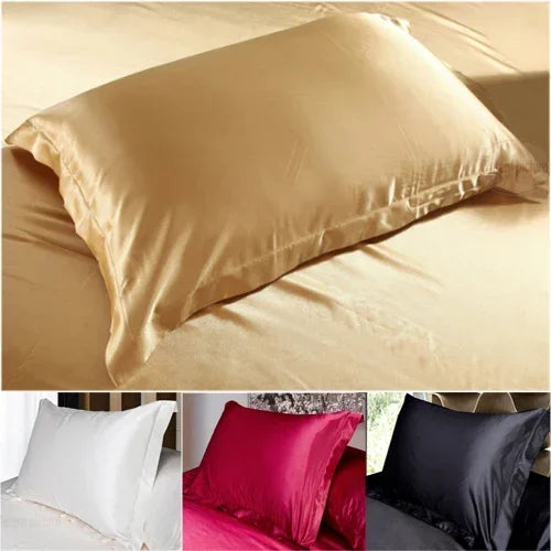 2pcs Silk Pillowcase Camel White Black Silk Satin Pillow Case Multiple Colors