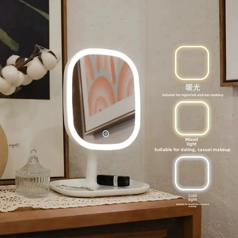 LED internet celebrity makeup mirror fill light mirror with light student dormitory desktop portable makeup mirror home makeup