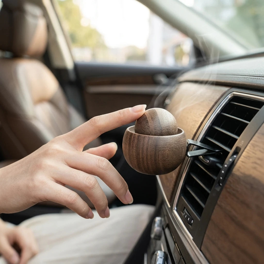 Car &amp; Home Essential Oil Diffuser - Made of Wood Mini Cute Natural Fragrance Diffuser Suitable for Bedroom Living Room Bathroom