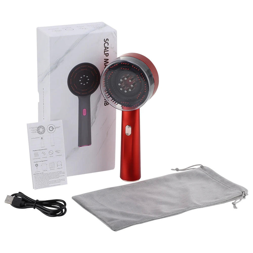 Scalp Massage Comb with Red Light, Electric Hair Scalp Massager with 3 Modes, Rechargeable 6ml Serum Applicator Tool