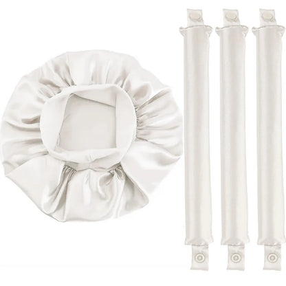 Heatless Curling Set - No Heat Overnight Curling Rod & Bonnet | Spring/Summer Frizz-Free Waves, Sleep-Friendly DIY Styling 4pcs