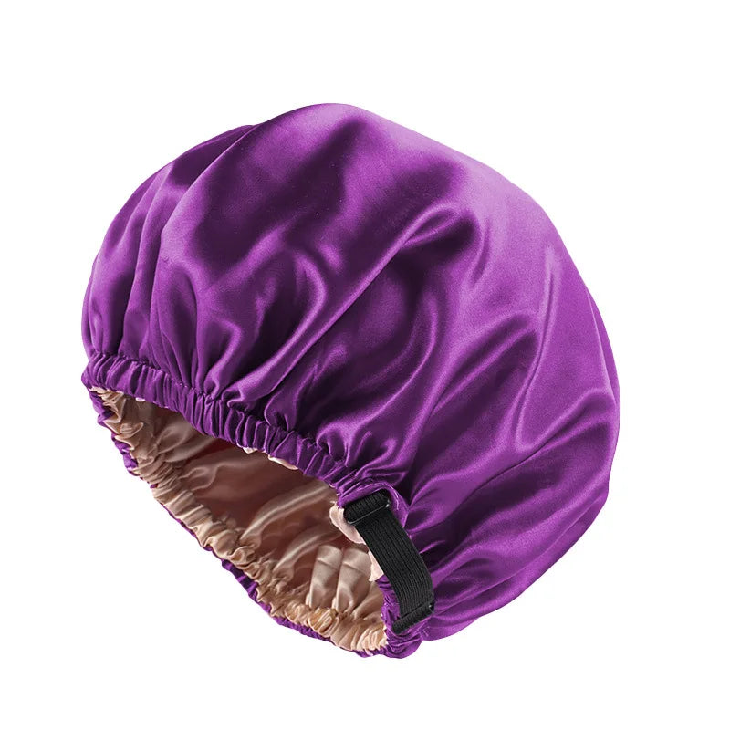 Satin Bonnet For Sleeping Adjustable Silk Bonnet For Curly Hair Bonnets Double Layer Large Satin Lined Sleep Cap For Women