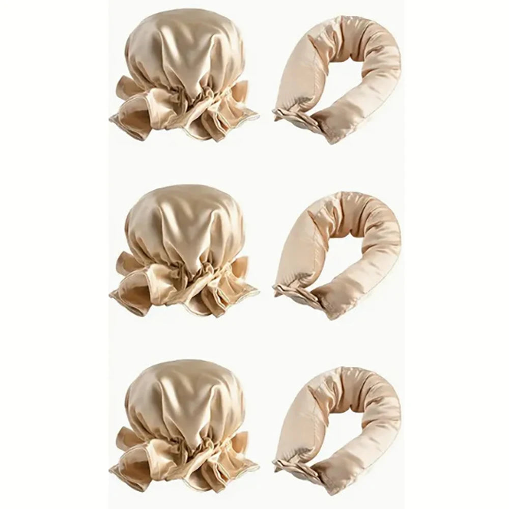 6 Pcs Set Heatless Hair Curler，Satin Heatless Curling Set, Heatless Curls Headband, Overnight Curling Headband