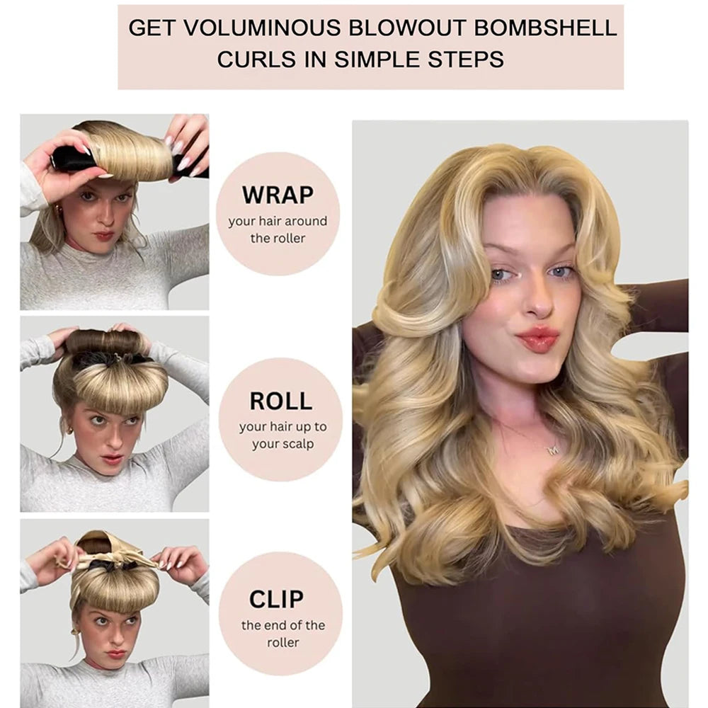 Heatless Curling Set - No Heat Overnight Curling Rod &amp; Bonnet | Spring/Summer Frizz-Free Waves, Sleep-Friendly DIY Styling 4pcs