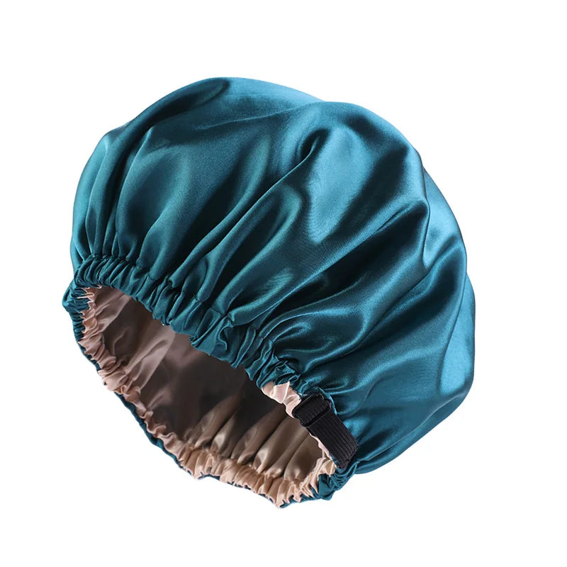 Satin Bonnet For Sleeping Adjustable Silk Bonnet For Curly Hair Bonnets Double Layer Large Satin Lined Sleep Cap For Women