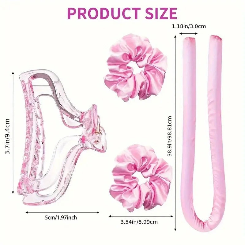 Heatless Curling Set, Silk Curls Rod Headband,No Heat Rollers to Sleep in Overnight, Satin Hair Curlers for Long and Medium Hair