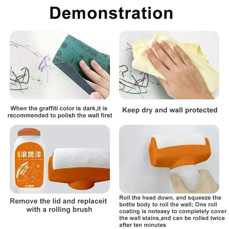 Antibacterial Wall Paint – Strong Repair Latex Paint with Roller Brush for Living Room &amp; Kitchen
