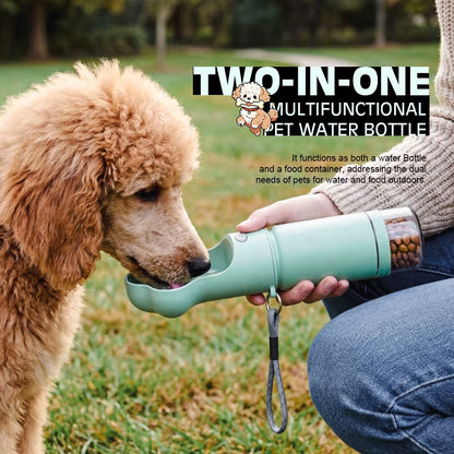 2 in 1 Stainless Steel Outdoor 12Oz Pet Water Bottle with Eco Friendly Food Container for Dogs and Cats Travel Water Bowl